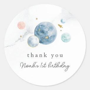 Space First Birthday Stickers