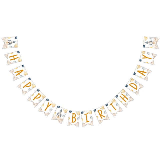 Space First Trip Around The Sun Birthday Party Bunting (All)