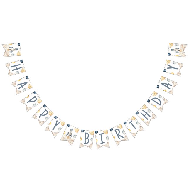 Space First Trip Around The Sun Birthday Party Bunting (All)