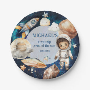 Space First Trip Around The Sun Birthday Party  Paper Plate