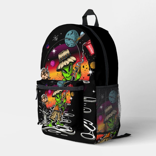 Space Fisherman Printed Backpack (Back Corner Right)