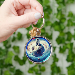 Space Football Astronaut Key Ring