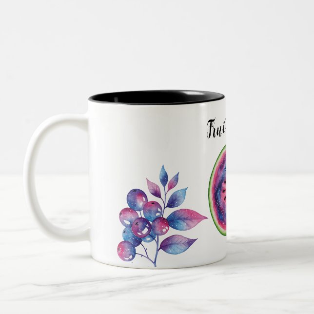  space Fruit vibes  Two-Tone Coffee Mug (Left)