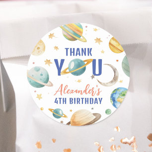 Space Galaxy Birthday Party Classic Round Sticker