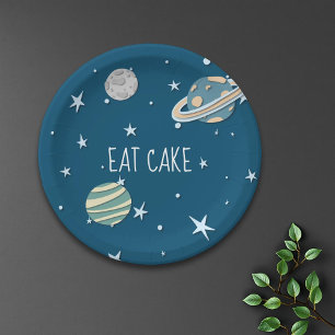 Space Galaxy Boy Birthday Paper Plate