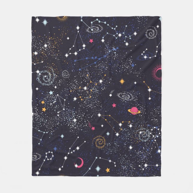 Space Galaxy constellation seamless pattern Fleece Blanket (Front)