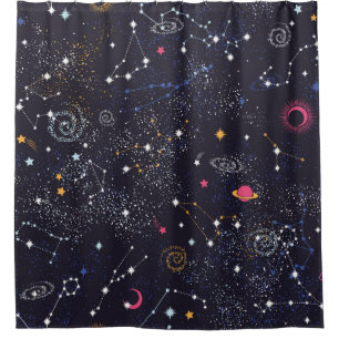 Space Galaxy constellation seamless pattern Shower Curtain