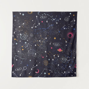 Space Galaxy constellation seamless pattern Tapestry