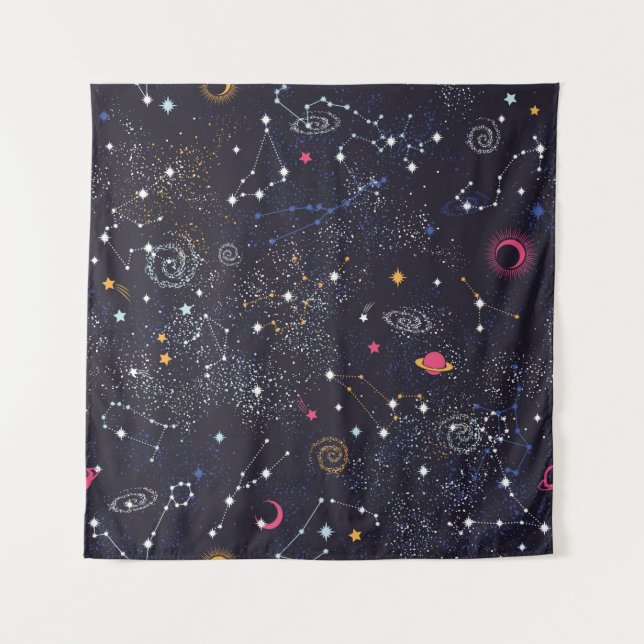 Space Galaxy constellation seamless pattern Tapestry (Front)