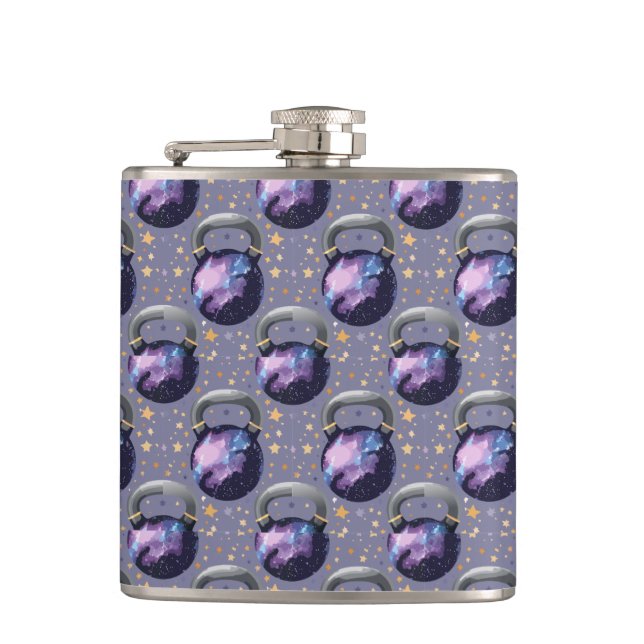 Space Galaxy Kettlebell Hip Flask (Front)