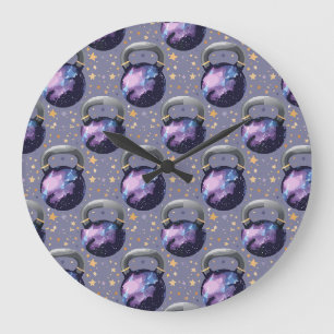 Space Galaxy Kettlebell Large Clock