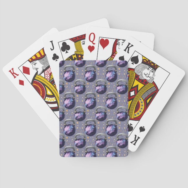 Space Galaxy Kettlebell Playing Cards (Back)