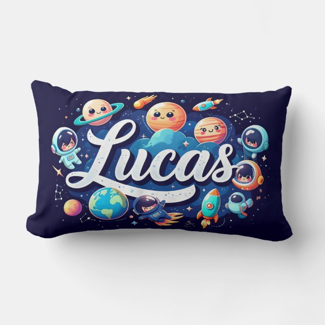 Space Galaxy Lucas Personalised Throw Pillow (Front)