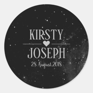 Space Galaxy Monogram Silver Wedding Sticker