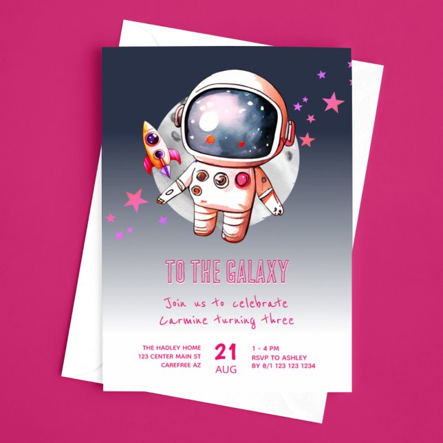 Space Galaxy Moon 3rd Birthday Invitation (Creator Uploaded)