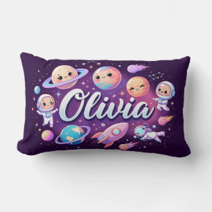 Space Galaxy Olivia Personalised Throw Pillow