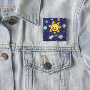Space Galaxy Planets 15 Cm Square Badge