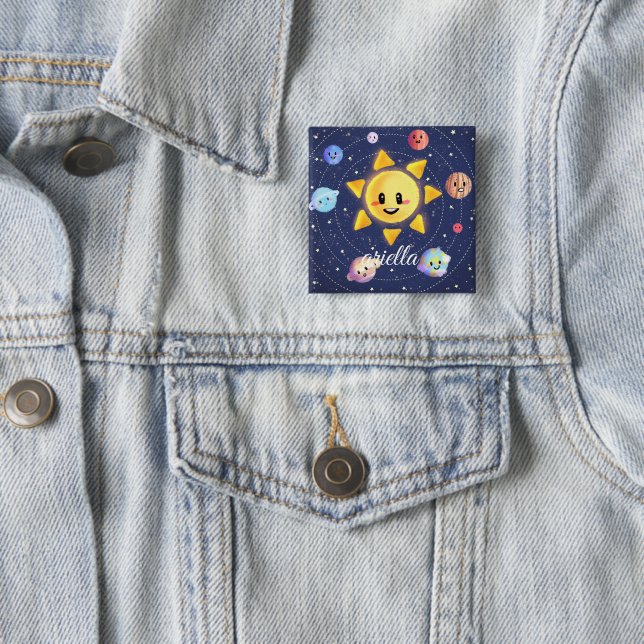 Space Galaxy Planets 15 Cm Square Badge (In Situ)