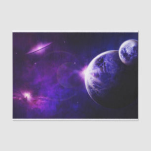 Space Galaxy Planets Stars in Purple Blue Tones Tissue Paper