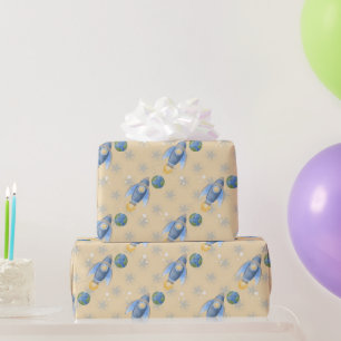 Space Galaxy Planets, Stars & Rocket  Orbits astro Wrapping Paper