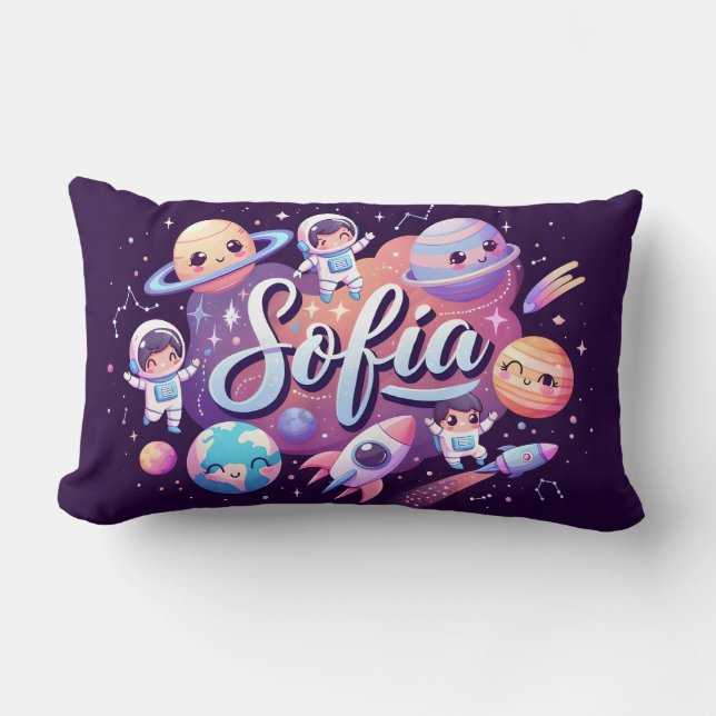 Space Galaxy Sofia Personalised Throw Pillow (Front)