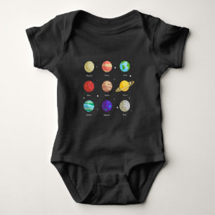 Space Galaxy Solar Planets Venus Mars Jupiter Uran Baby Bodysuit