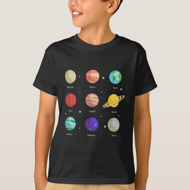 Space Galaxy Solar Planets Venus Mars Jupiter Uran T-Shirt (Front)