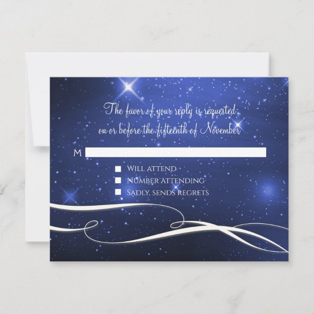 Space Galaxy Stars Infinity Symbol Script Wedding RSVP Card (Front)