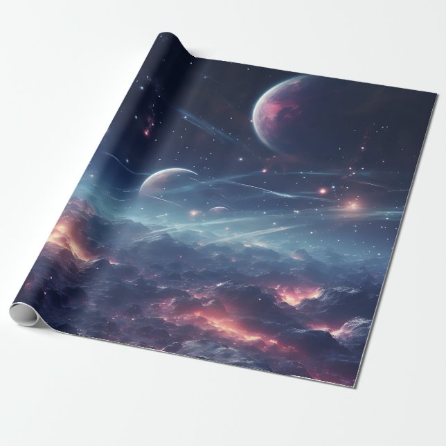 Space Galaxy Symphony Wrapping Paper (Unrolled)