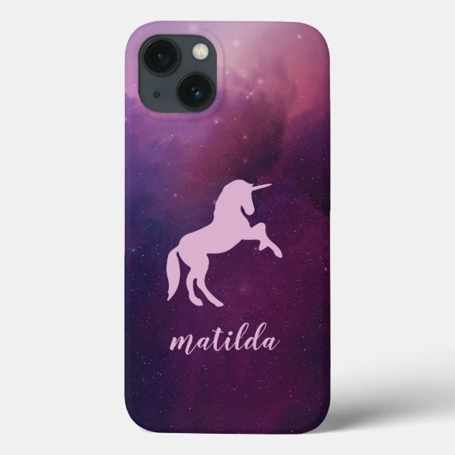 Space galaxy unicorn fun modern purple Case-Mate iPhone case (Back)