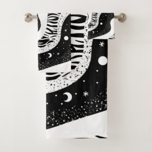 Space Galaxy Universe Moon Stars Bath Towel Set