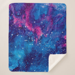 Space galaxy watercolor night sky with stars and n sherpa blanket