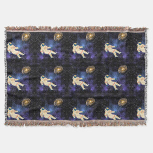 Space Galaxy with Astronaut Throw Blanket