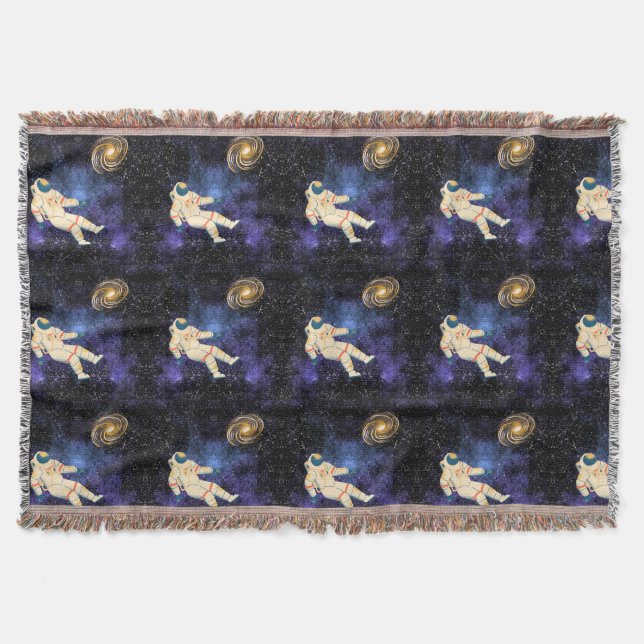 Space Galaxy with Astronaut Throw Blanket (Front)