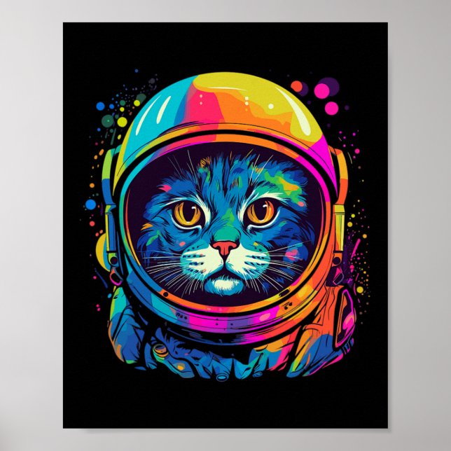 Space Gifts Cat Mum Cat Dad Men Women Kids Astrona Poster (Front)