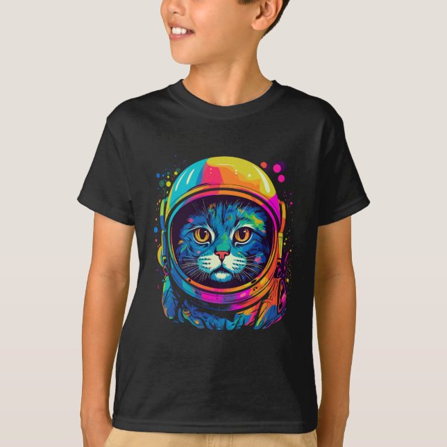 Space Gifts Cat Mum Cat Dad Men Women Kids Astrona T-Shirt (Front)