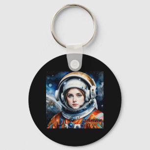 Space Girl Sticker Key Ring