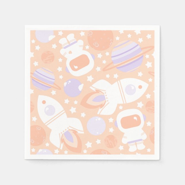 Space Girls Party Napkins (Front)