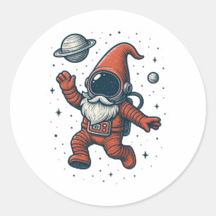 Space Gnome Christmas Astronaut Funny Galaxy Holid Classic Round Sticker