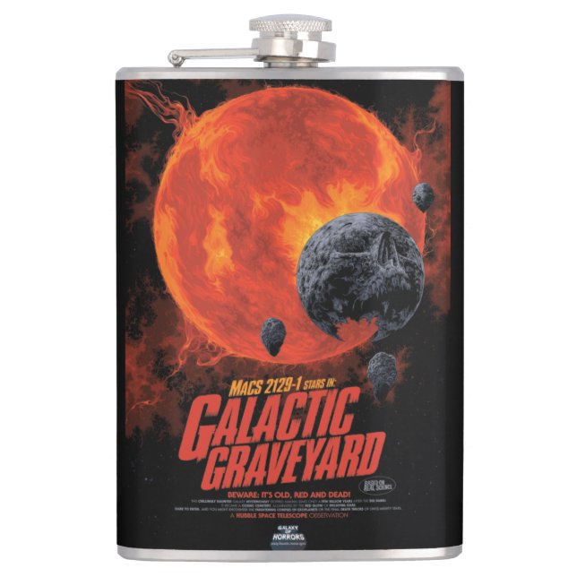 Space Graveyard Skull Halloween Galaxy of Horrors Hip Flask (Front)
