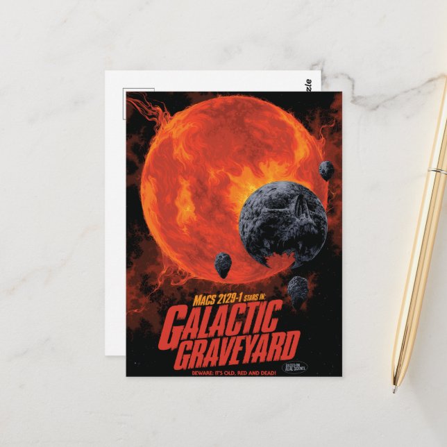 Space Graveyard Skull Halloween Galaxy of Horrors Postcard (Front/Back In Situ)