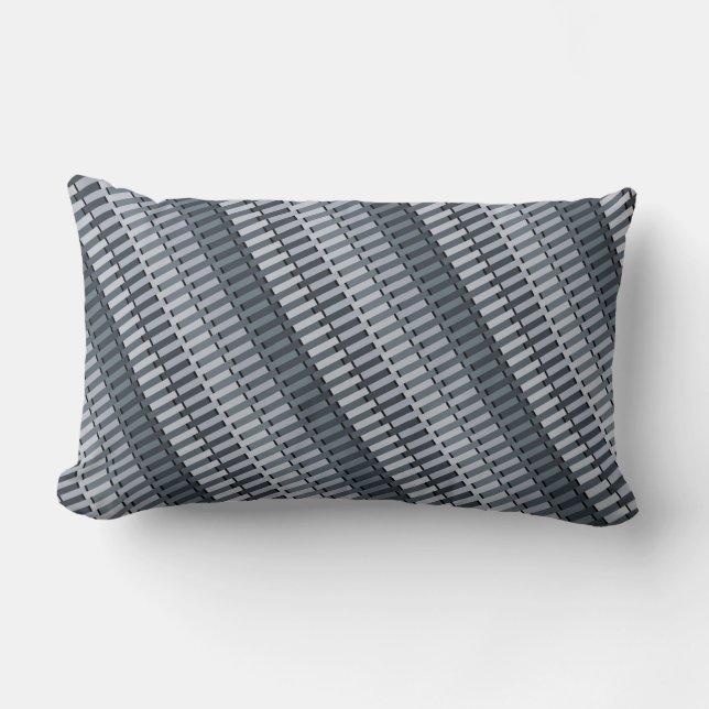Space Grey Contemporary Abstract Stripe Pattern Lumbar Cushion (Front)