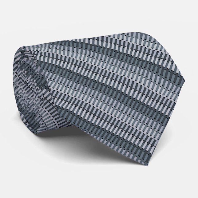 Space Grey Contemporary Stripe Pattern Tie (Rolled)