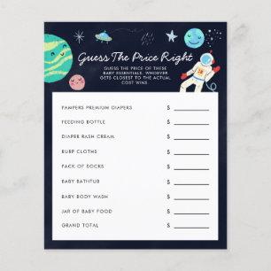 Space Guess The Price Right Baby Shower Game