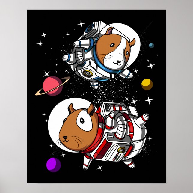 Space Guinea Pigs Astronauts Cosmic Cavy Pet Poster (Front)