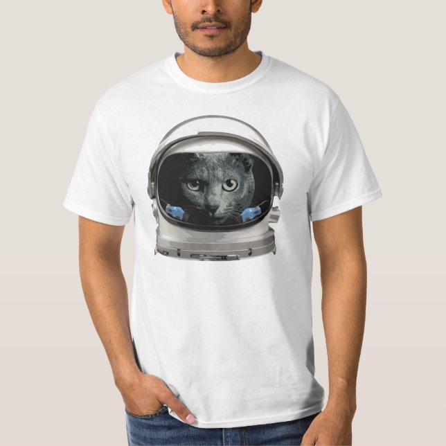 Space Helmet Astronaut Cat T-Shirt (Front)