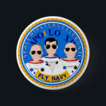Space Hipsters Apollo 12 Anniversary Button<br><div class="desc">Celebrate the Apollo 12 anniversary Hipster Style.  Your lanyard needs this Tim Gagnon-designed button.</div>