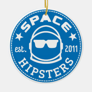 Space Hipsters Logo Porcelain Ornament