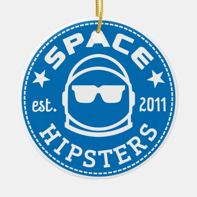 Space Hipsters Logo Porcelain Ornament (Front)