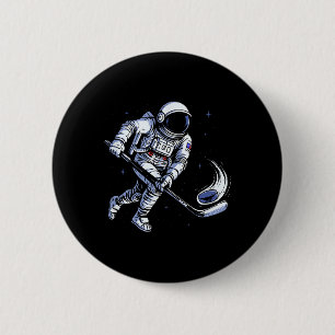 Space Hockey Astronaut Playing In Zero Gravity 6 Cm Round Badge